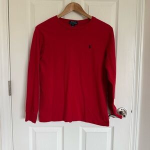 Boys Polo Ralph Lauren Red Long Sleeve Crew Neck Tee Size L 14-16